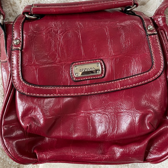 Strada glossy red burgundy crossbody purse cute size and color -adjustable strap - Picture 3 of 8